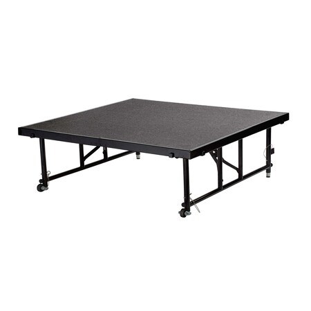 National Public Seating Stage Platform, 4 Ft. x 4 Ft. x 16"-24" Adjustable Height, Gray Carpet TFXS48481624C-02